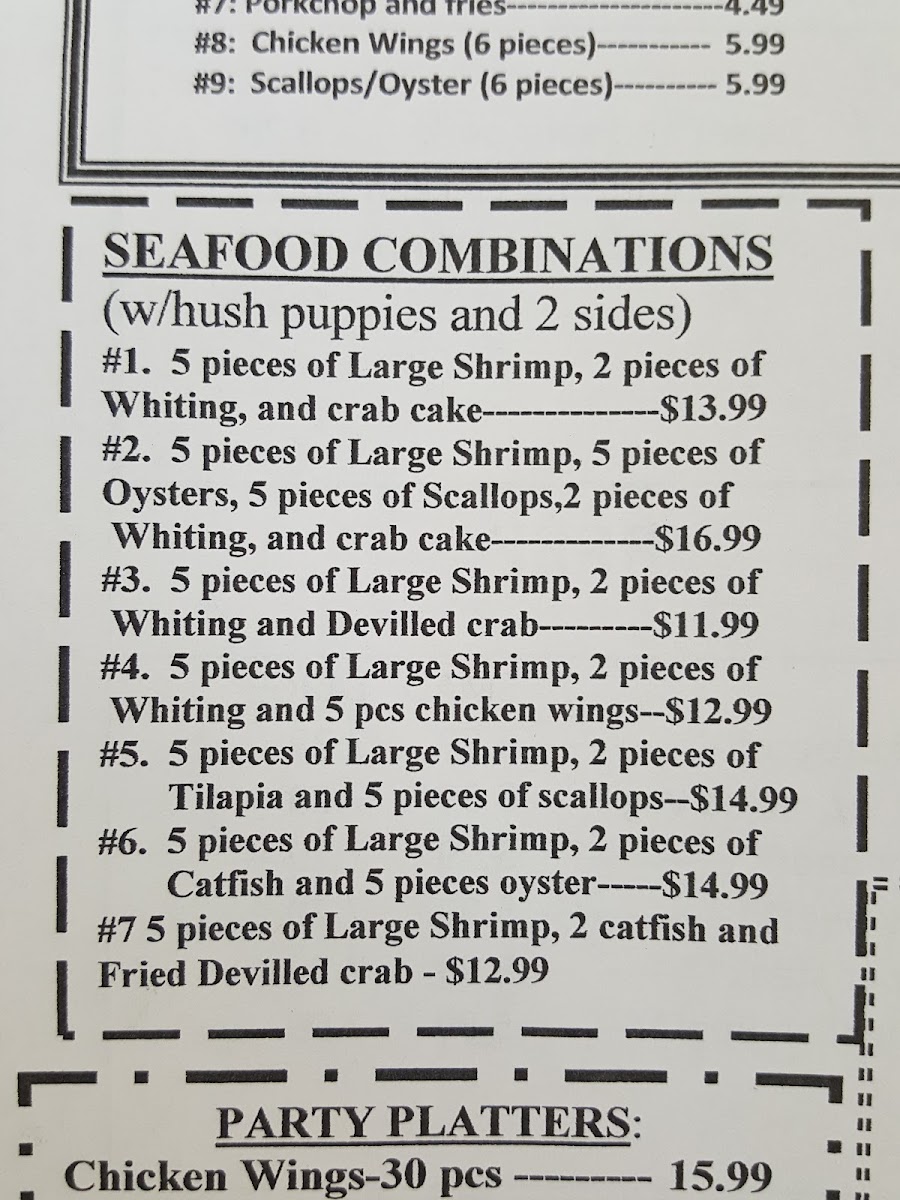 Darla's Seafood Menu - Image 2