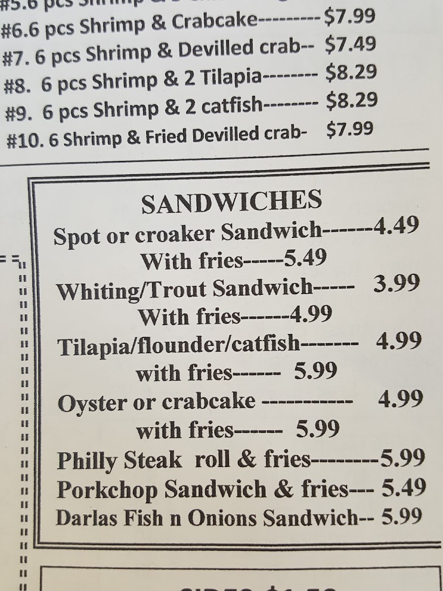 Darla's Seafood Menu - Image 3